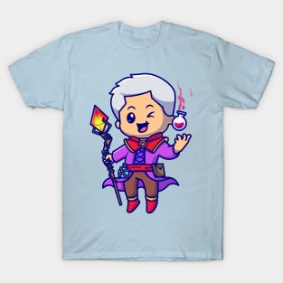 Cute Boy Witch Cartoon T-Shirt